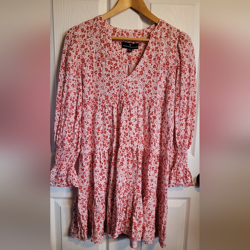 TUCKERNUCK DITSY FLORAL KENZO TIERED MINI DRESS